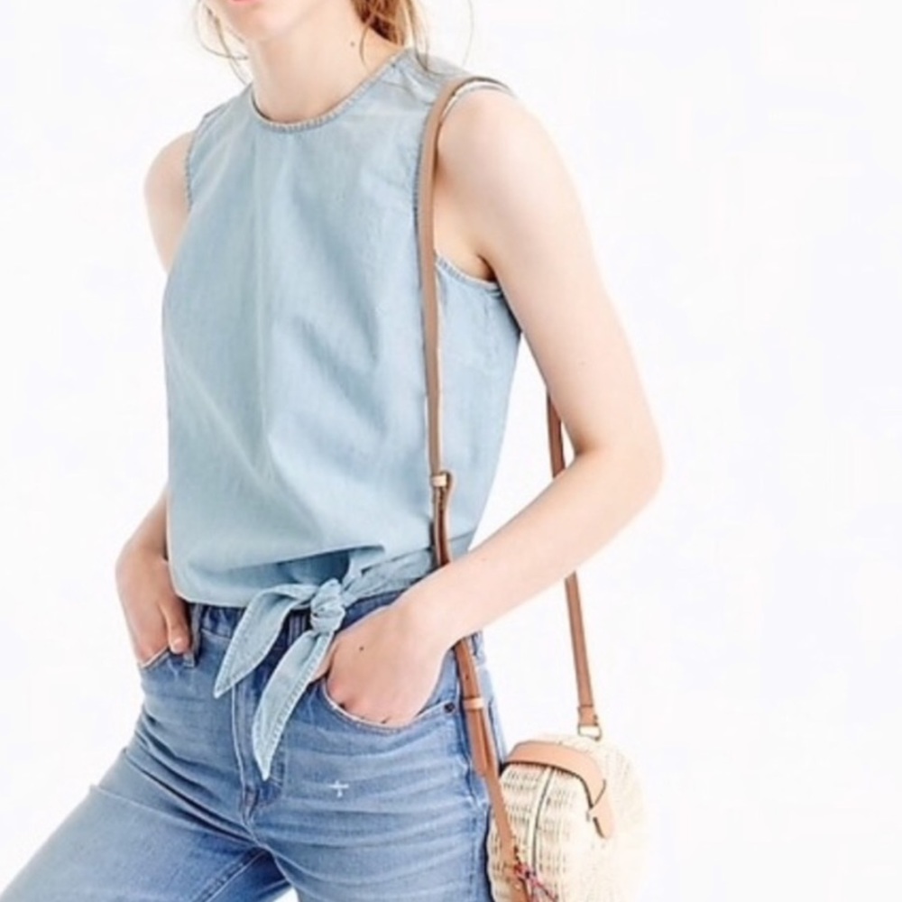 J Crew Chambray Denim Tie Tank